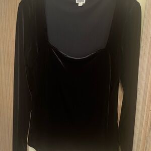 L'AGENCE Black Velvet Long Sleeve Blouse